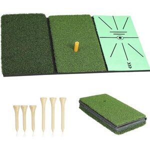Golf Hitting Mat,3-in-1 Foldable Golf Mat Indoor Outdoor, Tri-Turf Golf Practice